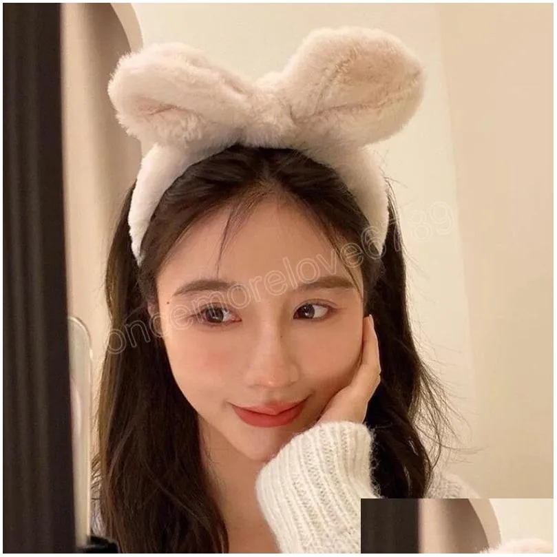 New Fashion Headband For Women Warm Plush Big Lovely Rabbit Ears Hairband Winter Casual Winter Headwear Hair Accessories