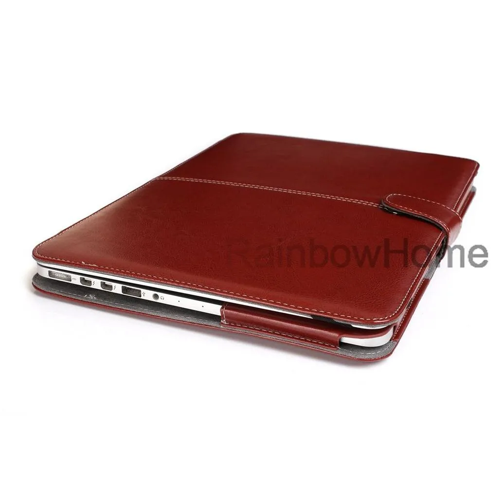 Sample Fashion PU Leather Case Folio Protective Cover For Macbook Air Pro Retina 12 13 15 16 inch Slim Folding Laptop Cases