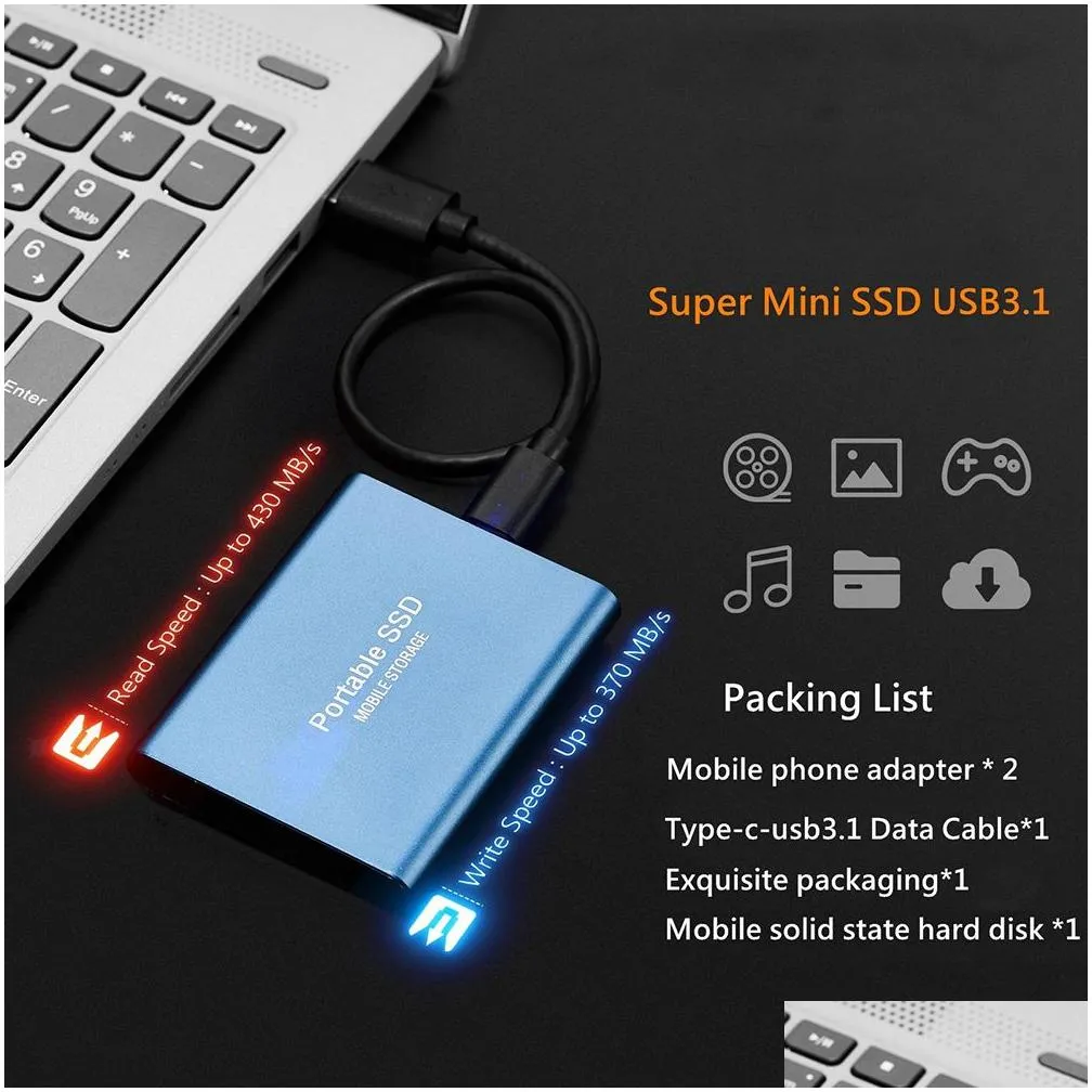 USB 31 SSD External Hard Drive Hard Disk for Desktop Mobile Phone Laptop Computer High Speed Storage Memory Stick4470205