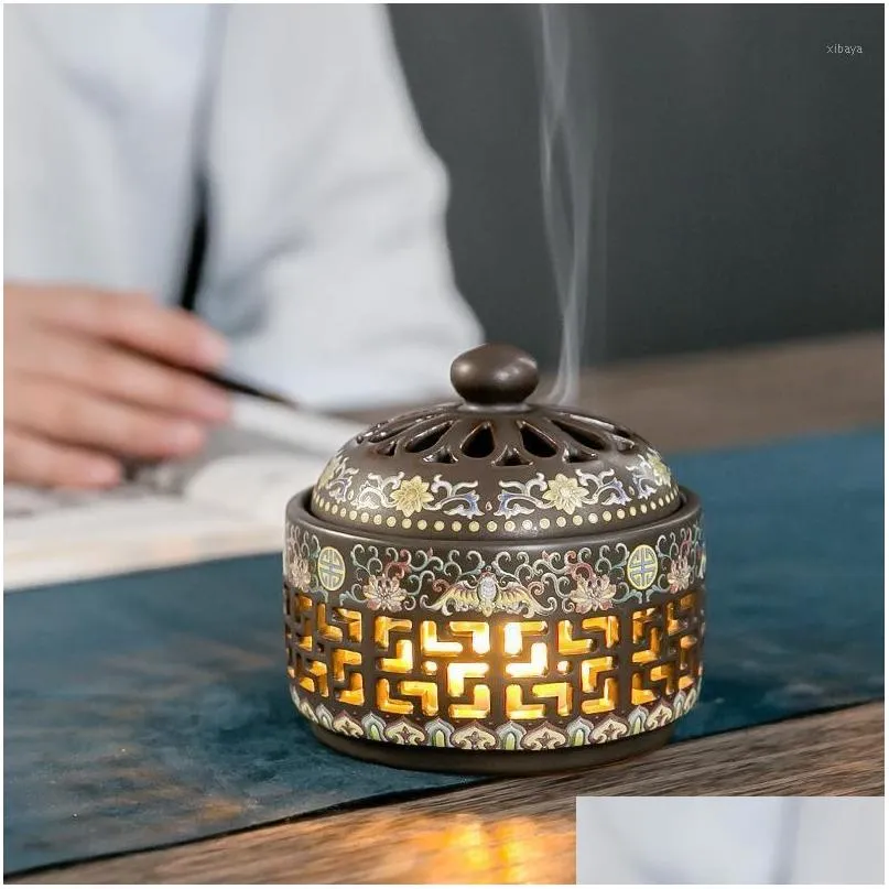 Fragrance Lamps Ceramic Plate Incense Burner Household Indoor Agarwood Sandalwood Mosquito Pot Holder ContainerFragrance