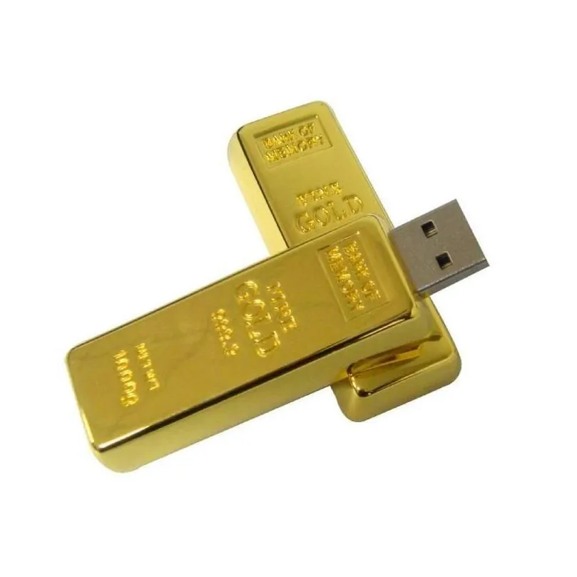 Original Metal Golden USB Flash Drives 32gb 64gb 128gb 16gb USB20 Pen Drive Memory stick5196052