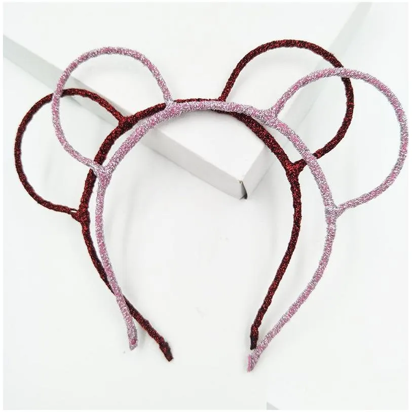 Women Glitter Bear Ears Hairband Party Prop Mouse Headband Hair Accessories Headwear 20pcs/lot