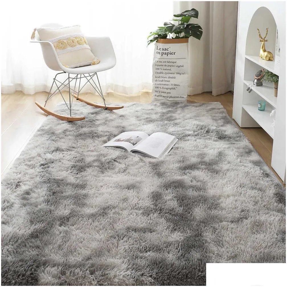 Carpets Gray Carpet for Living Room Plush Rug Bed Room Floor Fluffy Mats Anti-slip Home Decor Rugs Soft Velvet Carpets Kids Room Blanket