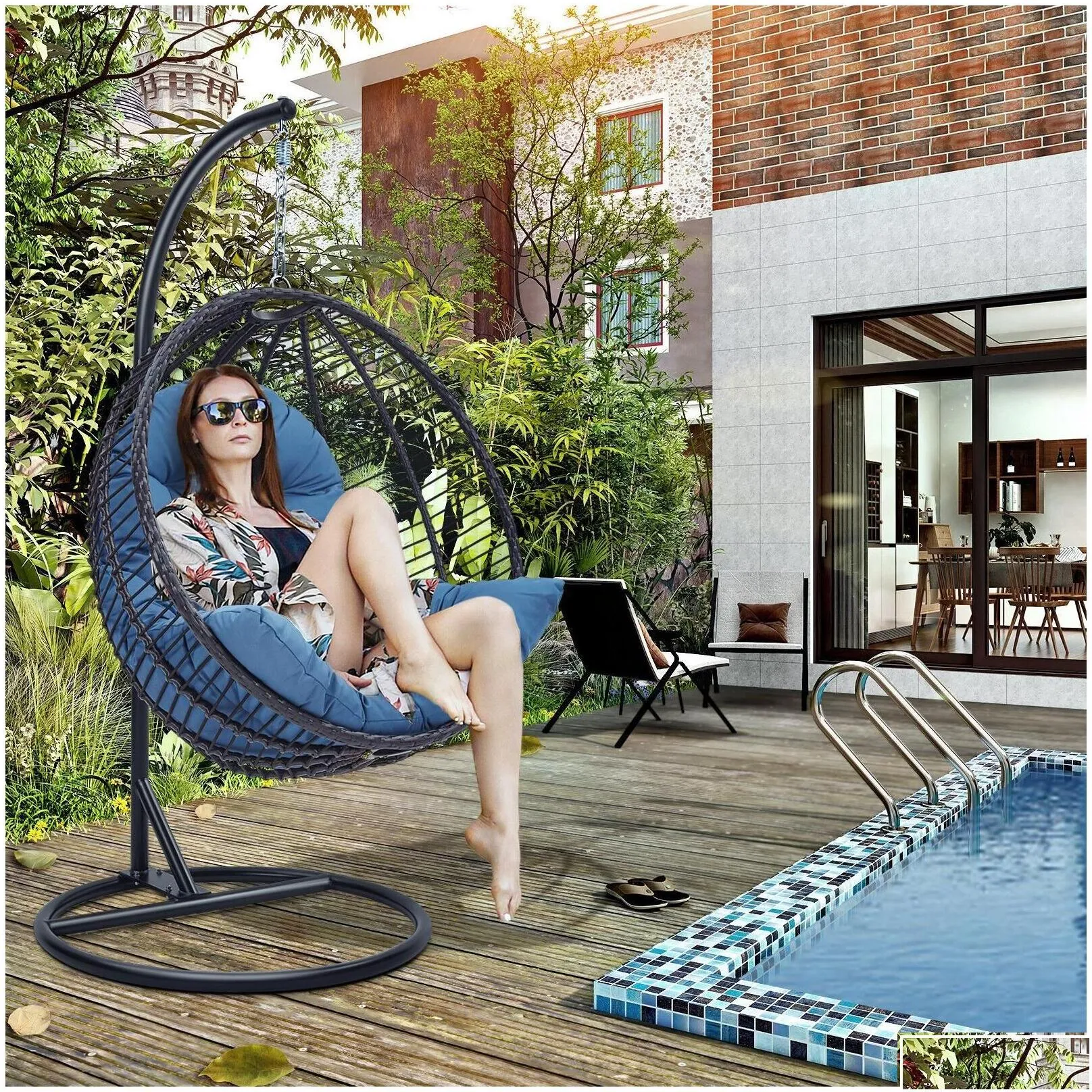 Hammocks Patio Hanging Egg Chair Outdoor Hammock Swing Stand Cushion Seat Drop Delivery Home Garden Furniture Otnhf