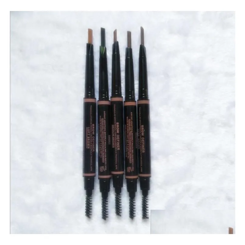 MAKEUP Eyebrow Enhancers Makeup Skinny Brow Pencil gold Double ended with eyebrow brush 5 Color Ebony/Medium/Soft /Dark/chocolate drop