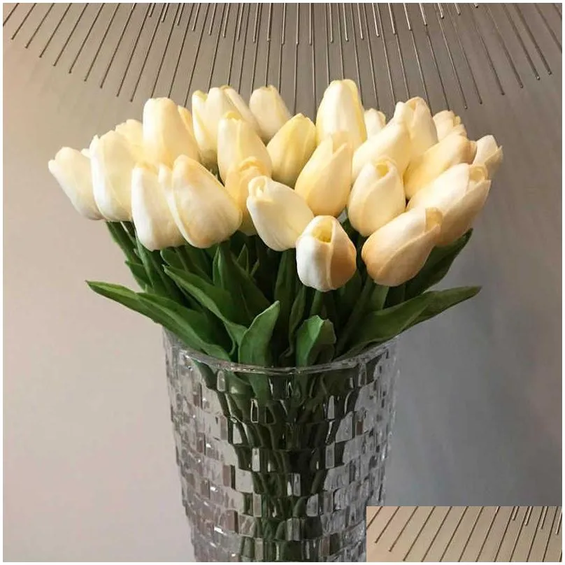 20pcs Mix Tulip Artificial Flower Real Touch Artificial Bouquet Fake Flower for Wedding Decoration Flowers Home Garden Decor 210624
