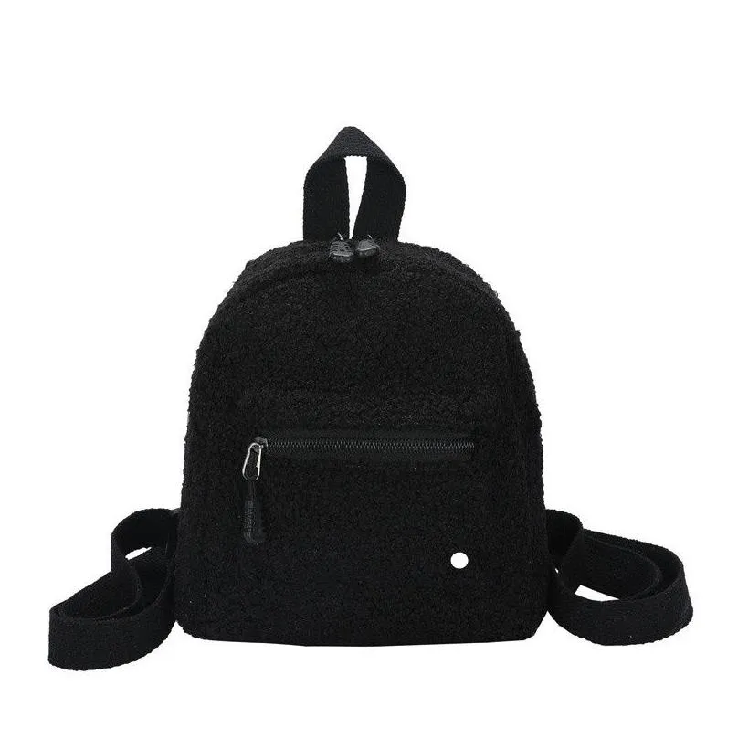 LL New Plush Backpack Female Small Bag Fashion Mini Cute Small Schoolbag Autumn And Winter Shopping Small Backpack Mini school bag