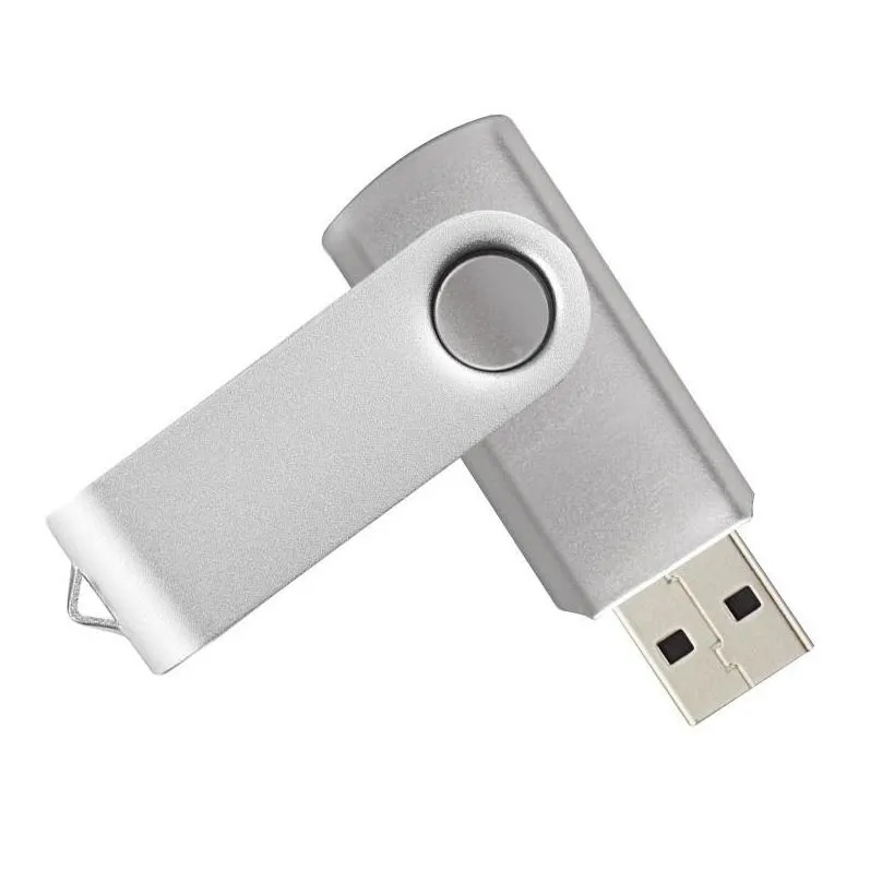 Silver 32GB USB 20 Flash Drives Rotating Swivel Thumb PenDrives 16gb Folding Memory Stick for Computer Laptop Macbook Tablet1459504