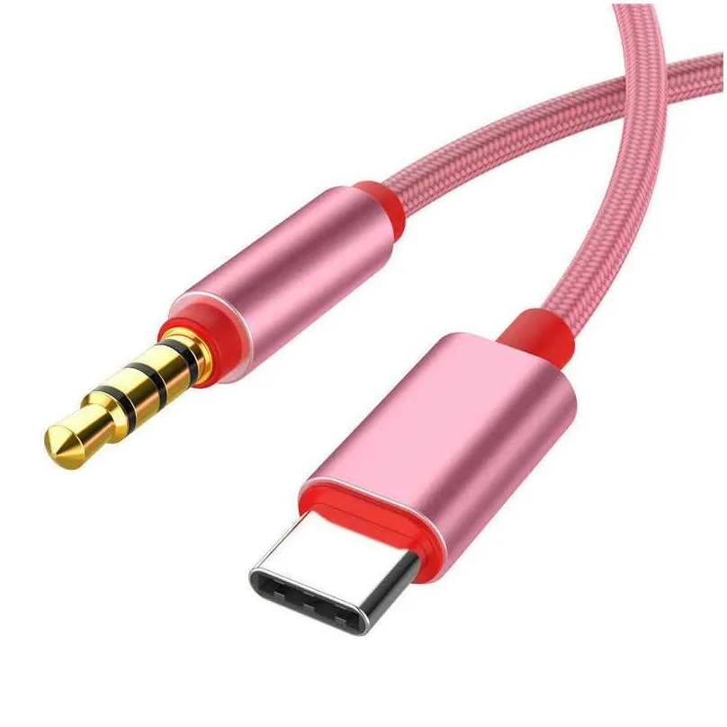 USB Type C To 3.5 MM Jack AUX Cable DAC Type-C Audio Kabel For Car Speaker Headphone Tipo C Auxiliary Adapter Cabo 1M