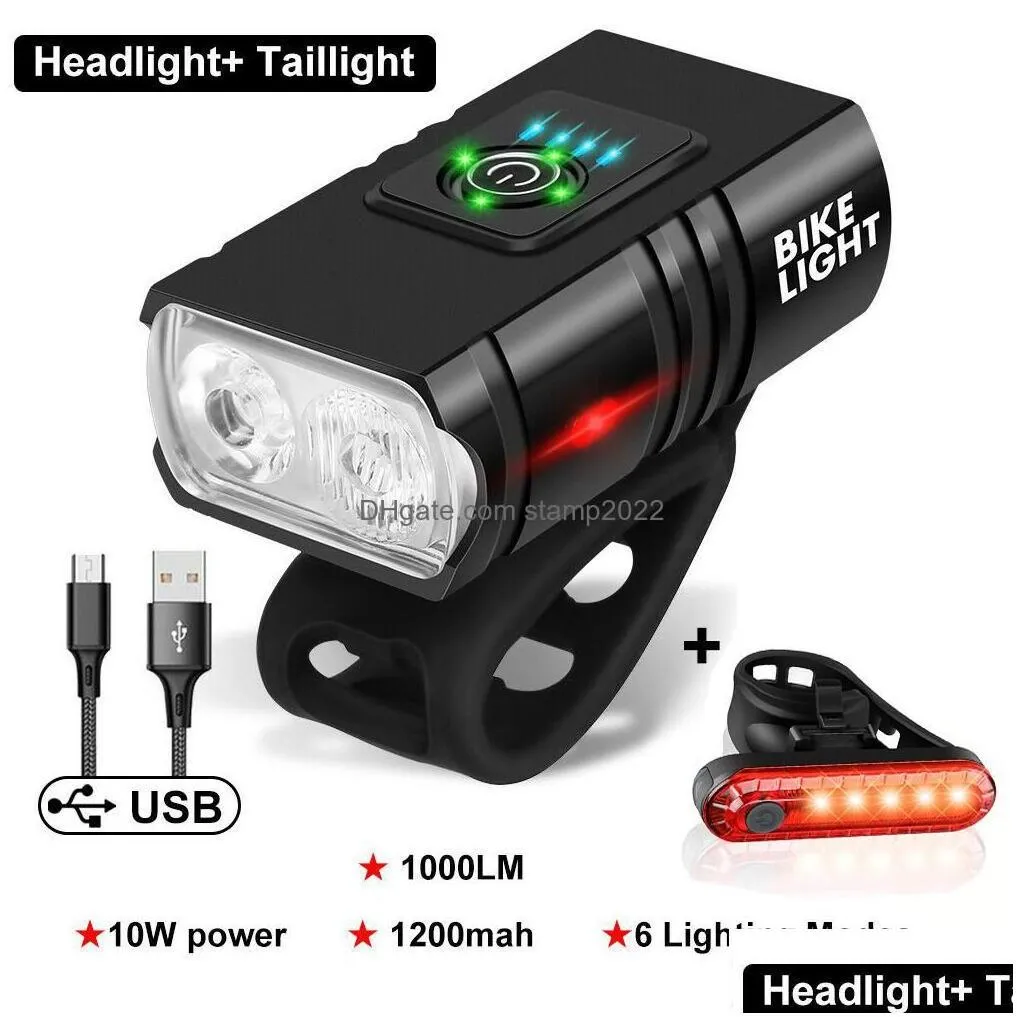 Garden Sets Usb Rechargeable Bike Lights Set Super Bright Bicycle Light Powerf Front Headlight And Back Taillight 6 Modes Fits All B