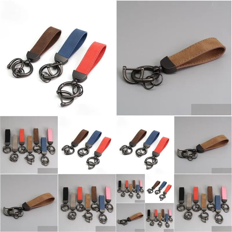 60 pcs real lleather key ring keyfob keychain fit for benz  amg 