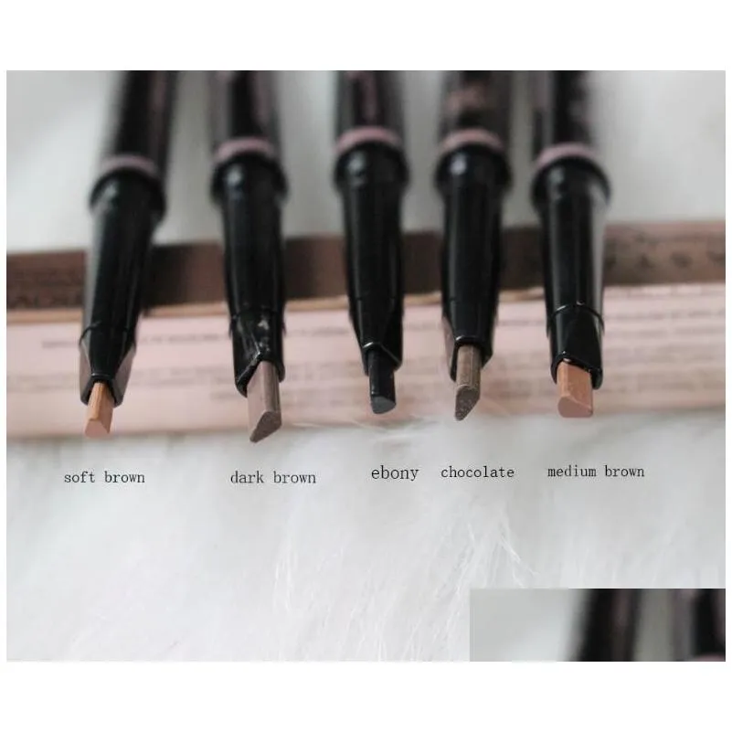 MAKEUP Eyebrow Enhancers Makeup Skinny Brow Pencil gold Double ended with eyebrow brush 5 Color Ebony/Medium/Soft /Dark/chocolate drop