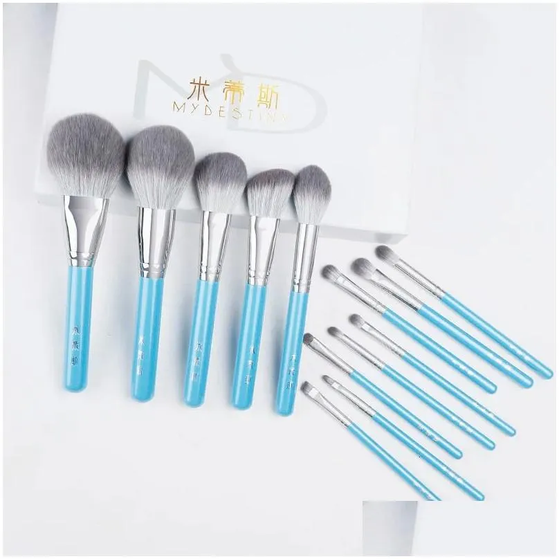 Makeup Brushes Makeup Brushes Mydestiny Brush/ The Iris Series 13Pcs High Quality Synthetic Hair Set-Powder Blush Foundation Eyeshadow Otdq7