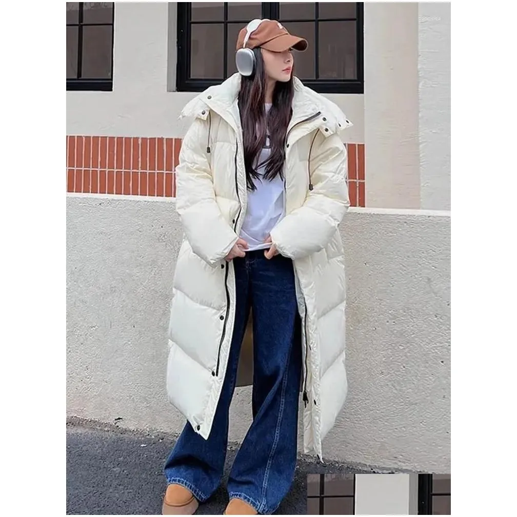 Women`S Trench Coats Womens Trench Coats Winter Pink Hooded Long Parkas Warm Chaqueta Women Thick Windproof Overcoat Casual Snow Wear Oths5