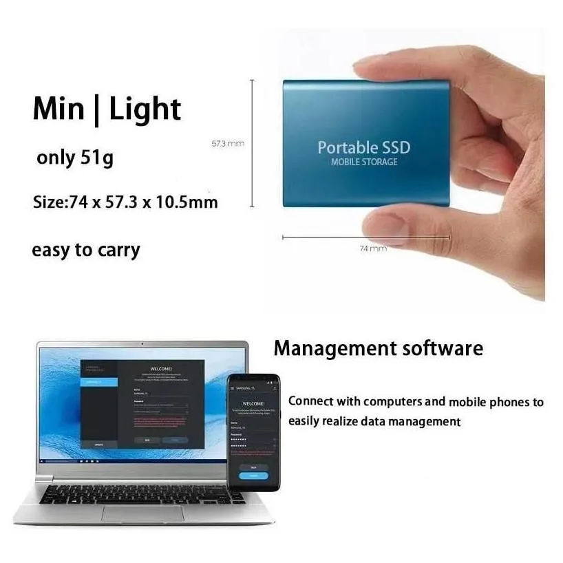 External Hard Drives 8Tb High Quality Mobile Disk Type C Usb 3.0 Portable Ssd Shockproof Aluminum Solid State Notebook 500Gb 1Tb 2Tb D