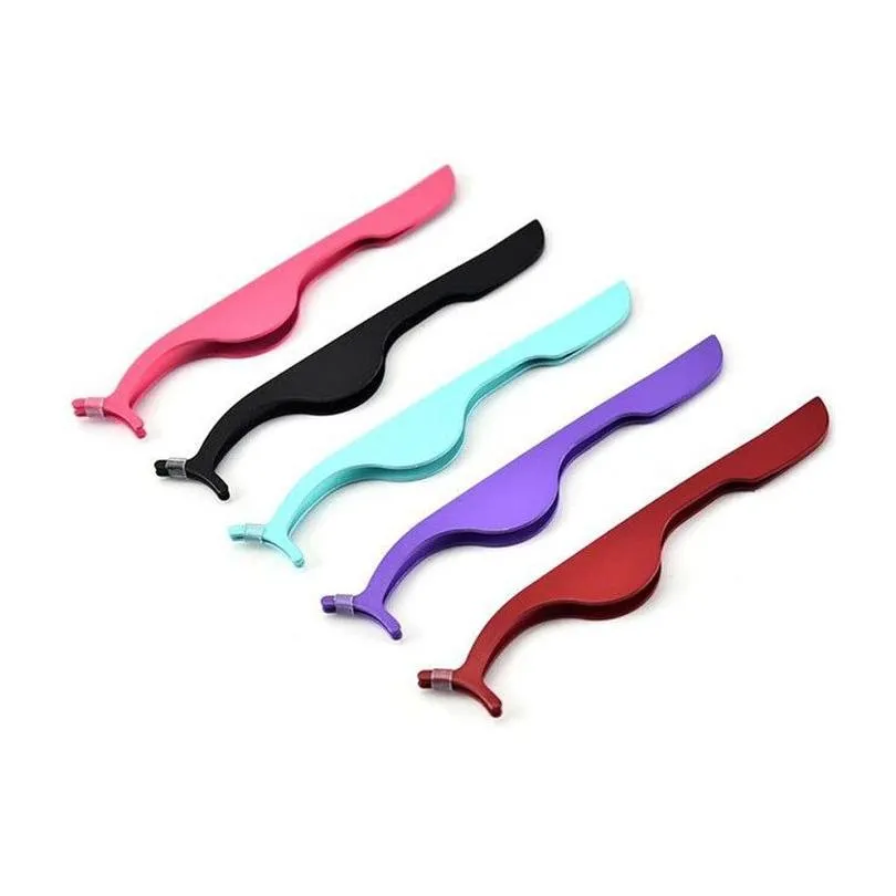 Eyelash Curler False Eyelash Tweezers 8 Colors Fake Eye Lash Applicator Eyelash Extension Curler Nipper Auxiliary Clip Clamp Makeup Forceps Tools