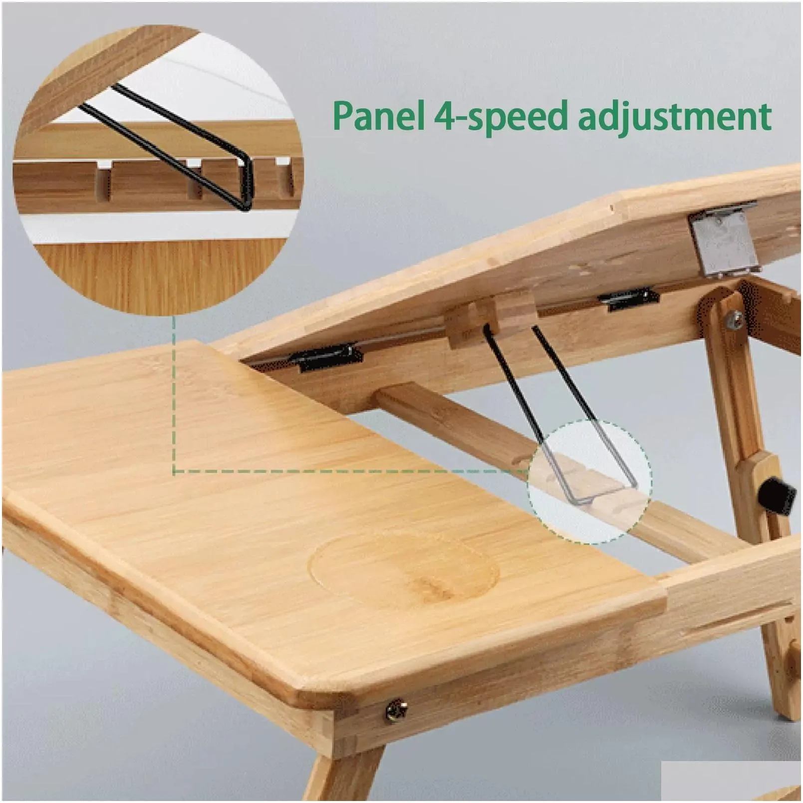 Bamboo furniture Laptop Stand Foldable Desk Notebook Table Height Adjustable Computer Bed Tray
