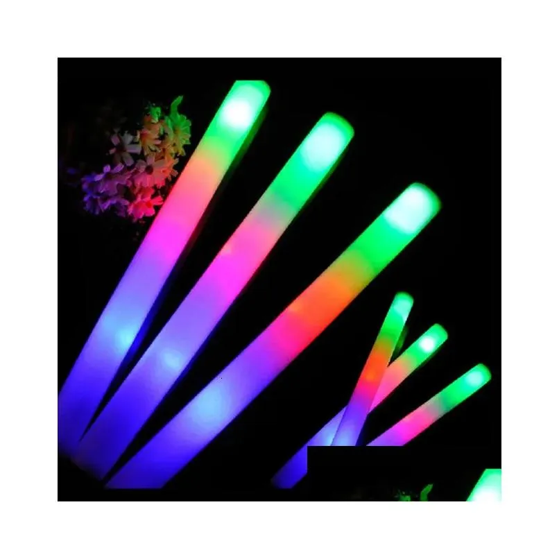 LED Light Sticks 60pcs LED Foam Glow Sticks Flashing Glow Batons Cheer Tube Glow in The Dark Wedding Party Supplies 3 Modes Flashing Stick Toys