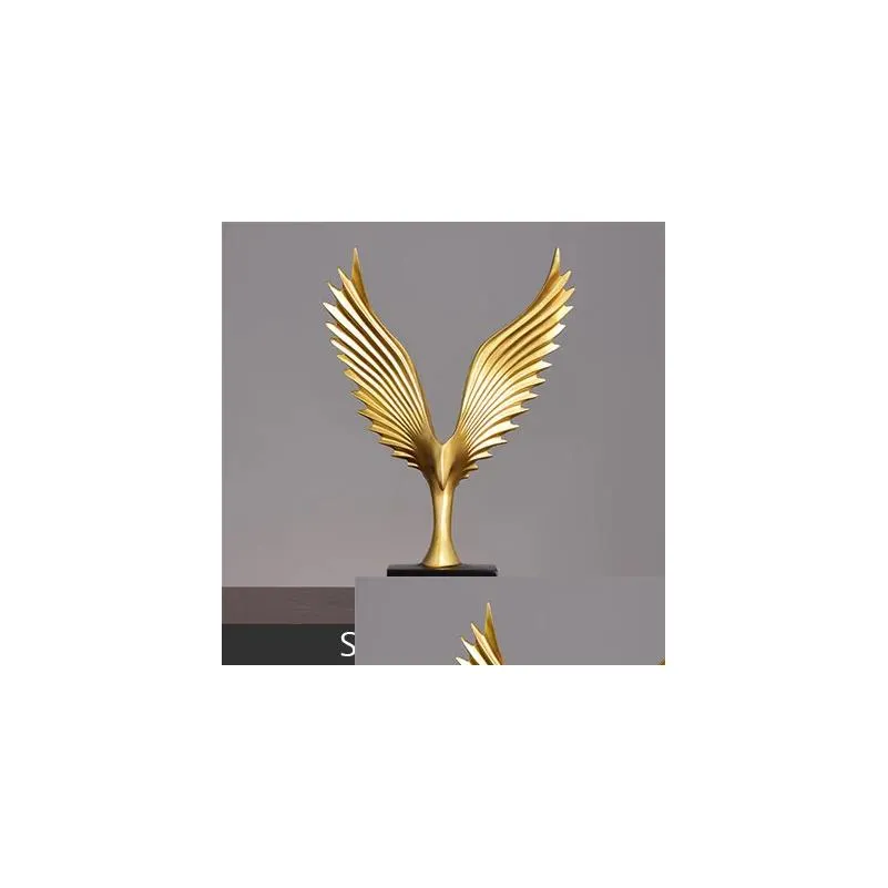  Wings Abstract Resin Figurines Living Room Decoration Model Crafts Gold Ornament Office Decor Wedding Gifts Handcrafts T200617