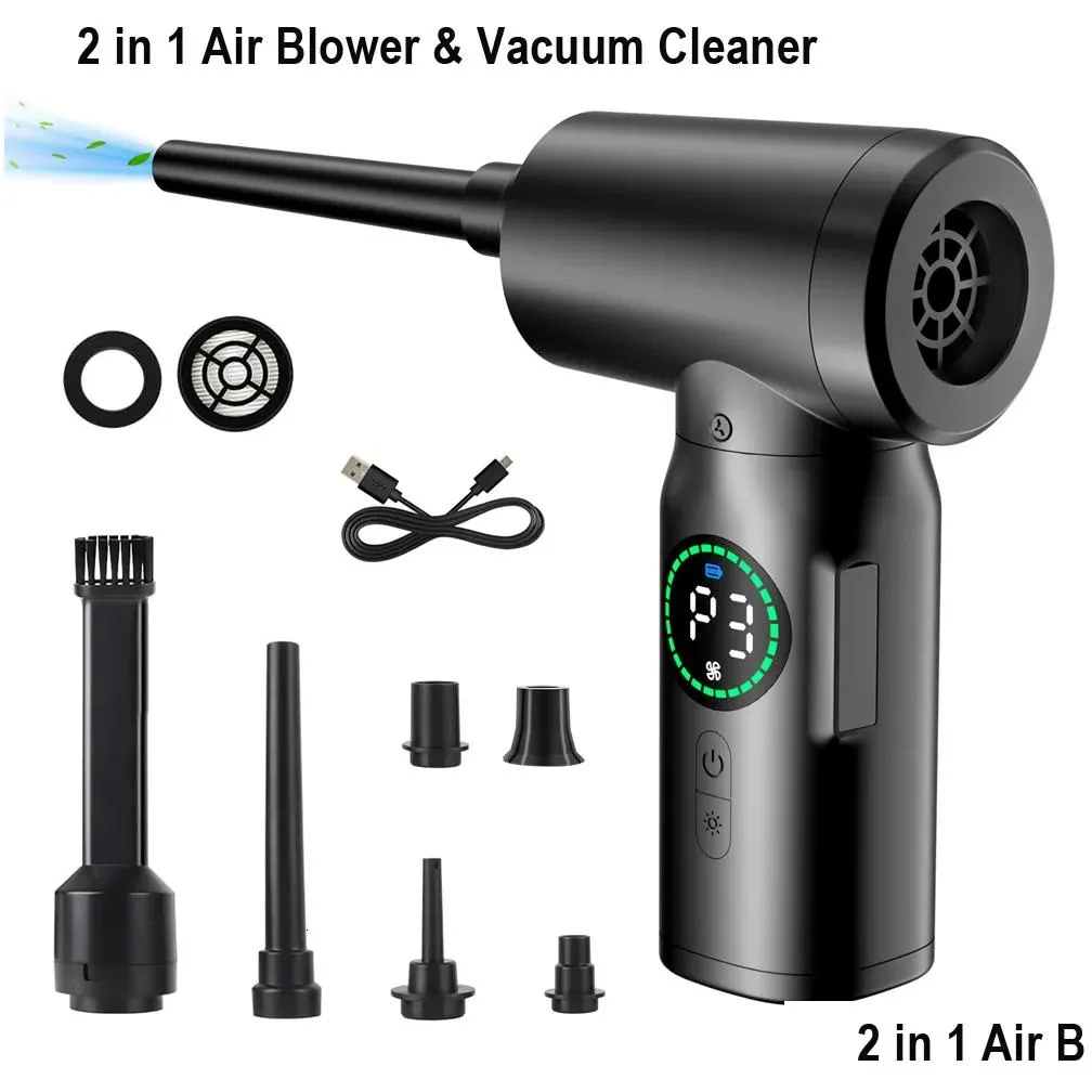 Computer Cleaners 7500mAh Portable Compressed Air Duster 2 in 1 Blower Vacuum Cleaner Cordless for Keyboard Cleaning 230713