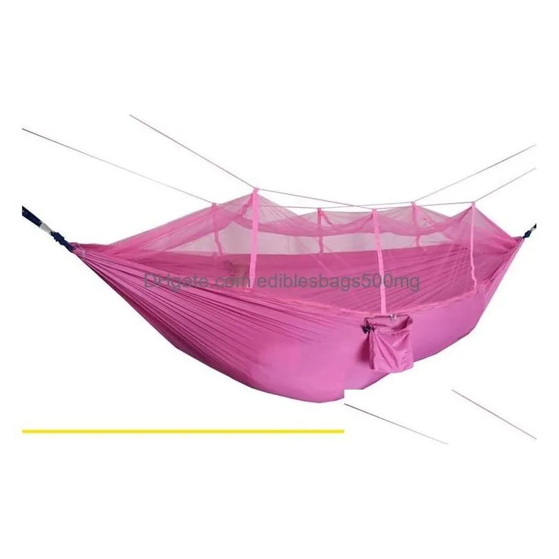 Hammocks Sttyle Mosquito Net Hammock Outdoor Parachute Cloth Field Garden Cam Wobble Hanging Bed T5I112 Drop Delivery Home Furniture