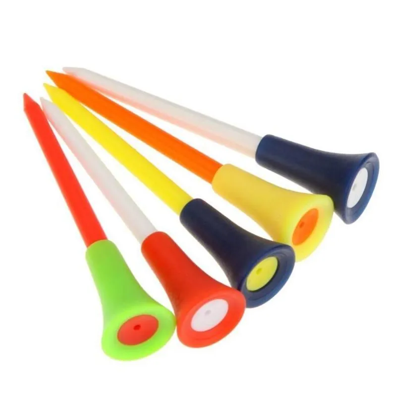 100 Pcs/bag Multi Color Plastic Golf Tees 83mm Durable Rubber Cushion Top Golf Tee Golf Accessories Free Shipping