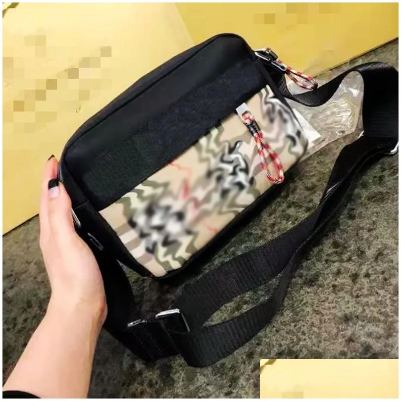 2022 new original single canvas plaid waist bag stitching hit color chest bag large capacity wide shoulder strap diagonal men`s and women`s