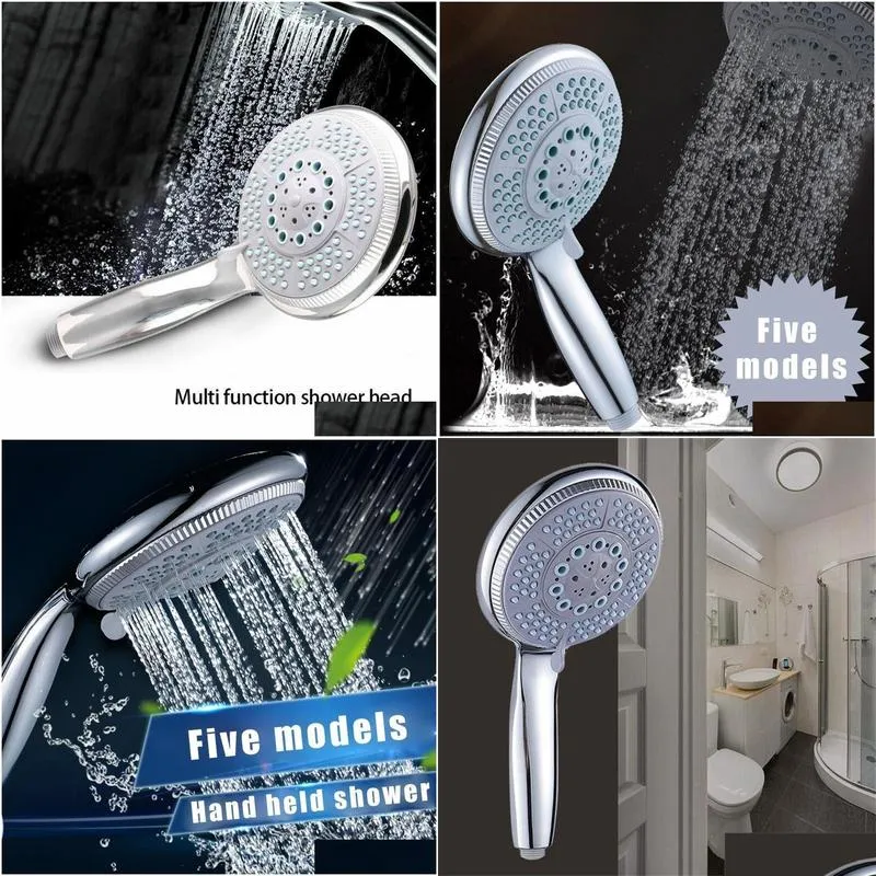 Pressurized Nozzle Shower Head ABS Bathroom Accessories High Pressure Water Saving Rainfall Chrome Shower Head 200925