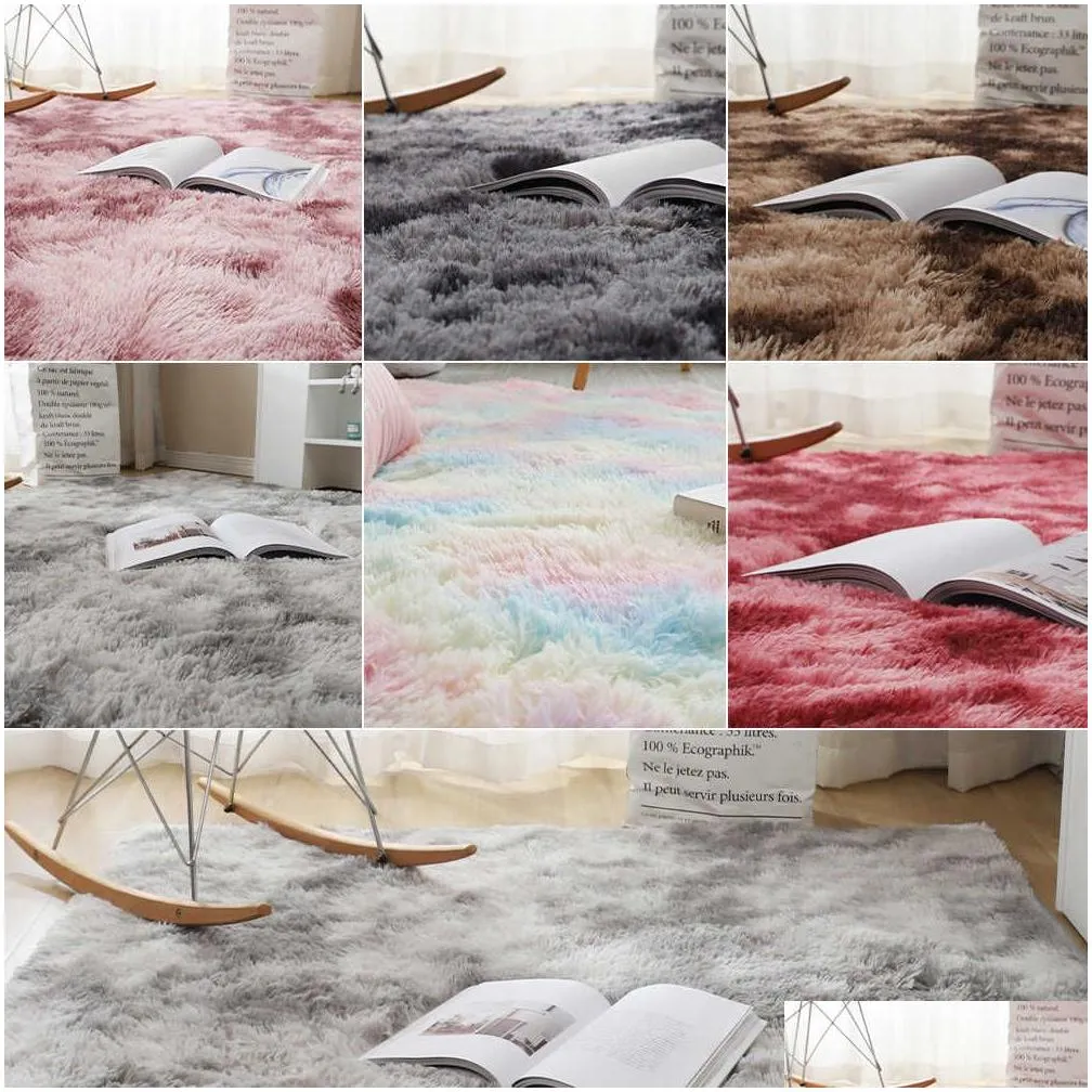 Carpets Gray Carpet for Living Room Plush Rug Bed Room Floor Fluffy Mats Anti-slip Home Decor Rugs Soft Velvet Carpets Kids Room Blanket