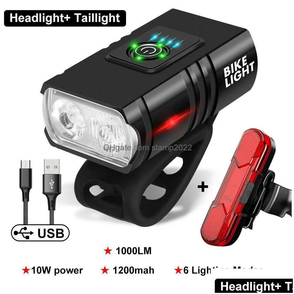 Garden Sets Usb Rechargeable Bike Lights Set Super Bright Bicycle Light Powerf Front Headlight And Back Taillight 6 Modes Fits All B