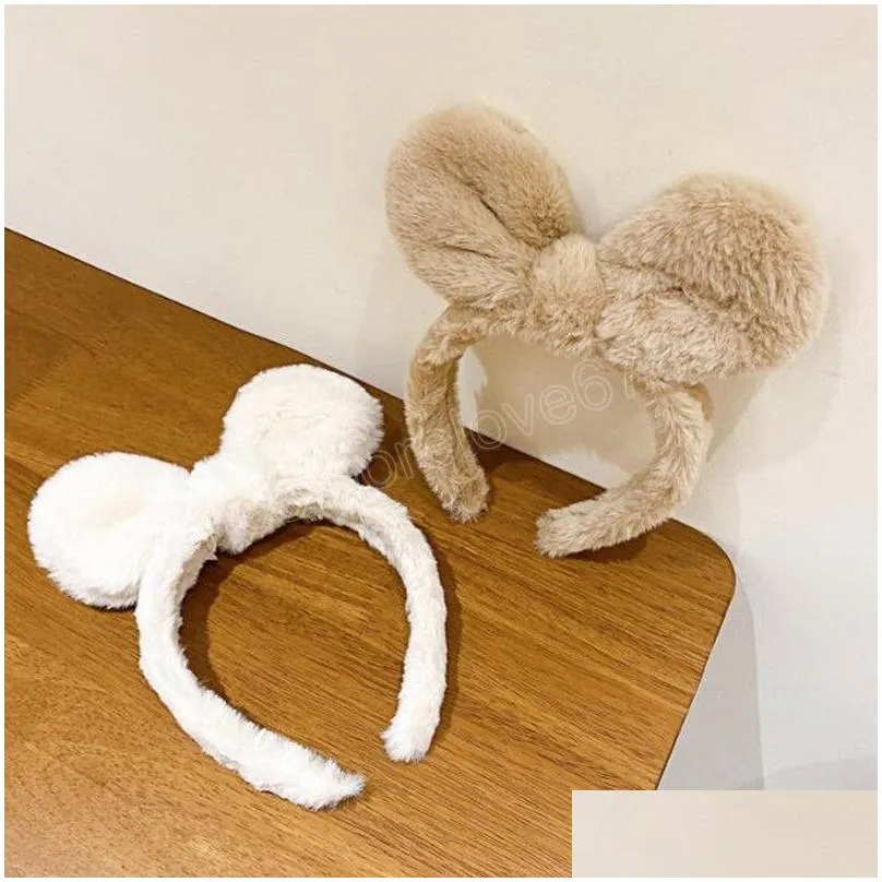 New Fashion Headband For Women Warm Plush Big Lovely Rabbit Ears Hairband Winter Casual Winter Headwear Hair Accessories