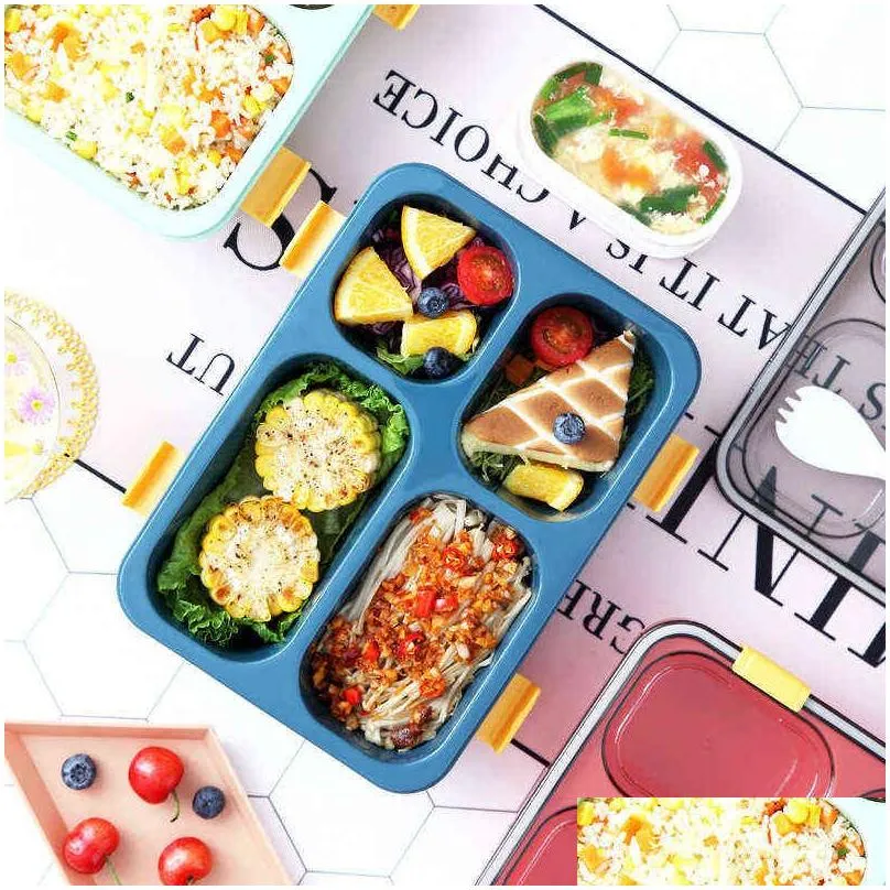 Portable Outdoor Bento box japanese style food storage containers Leak-Proof lunch box for kids with Soup Cup Breakfast Boxes 211108