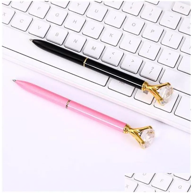 wholesale Metal Ballpoint Pen With Large Crystal Glass Diamond Luxury Creative School Office Supplies Christmas Gifts Custom logo