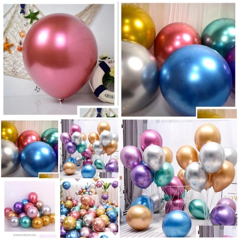 Metallic Chrome Latex Balloons 50pcs 10 Inch Silver Green Shiny Party Balloon for Bridal Shower Wedding