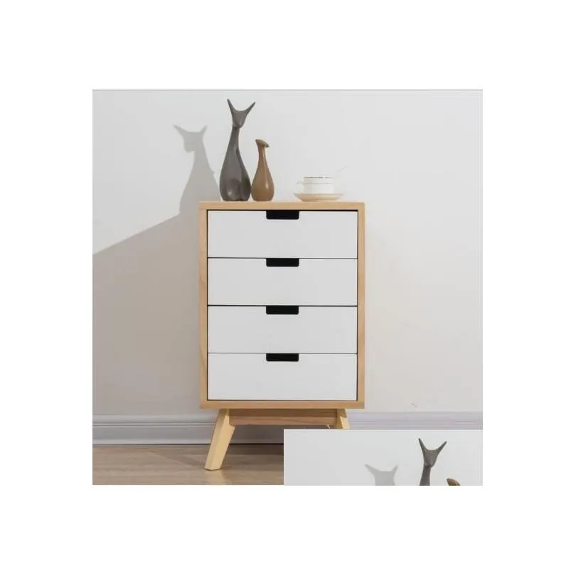 Nordic Simple Modern Solid Wood Bedside Cabinets Bedroom Furniture Storage Cabinet Receiving Four Bucket