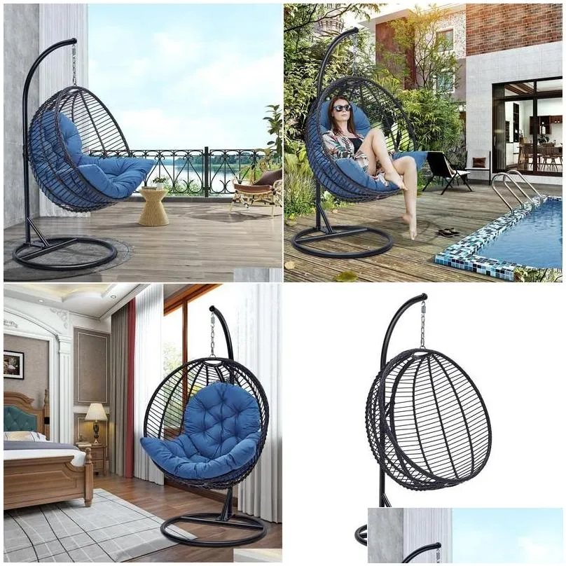 Hammocks Patio Hanging Egg Chair Outdoor Hammock Swing Stand Cushion Seat Drop Delivery Home Garden Furniture Otnhf