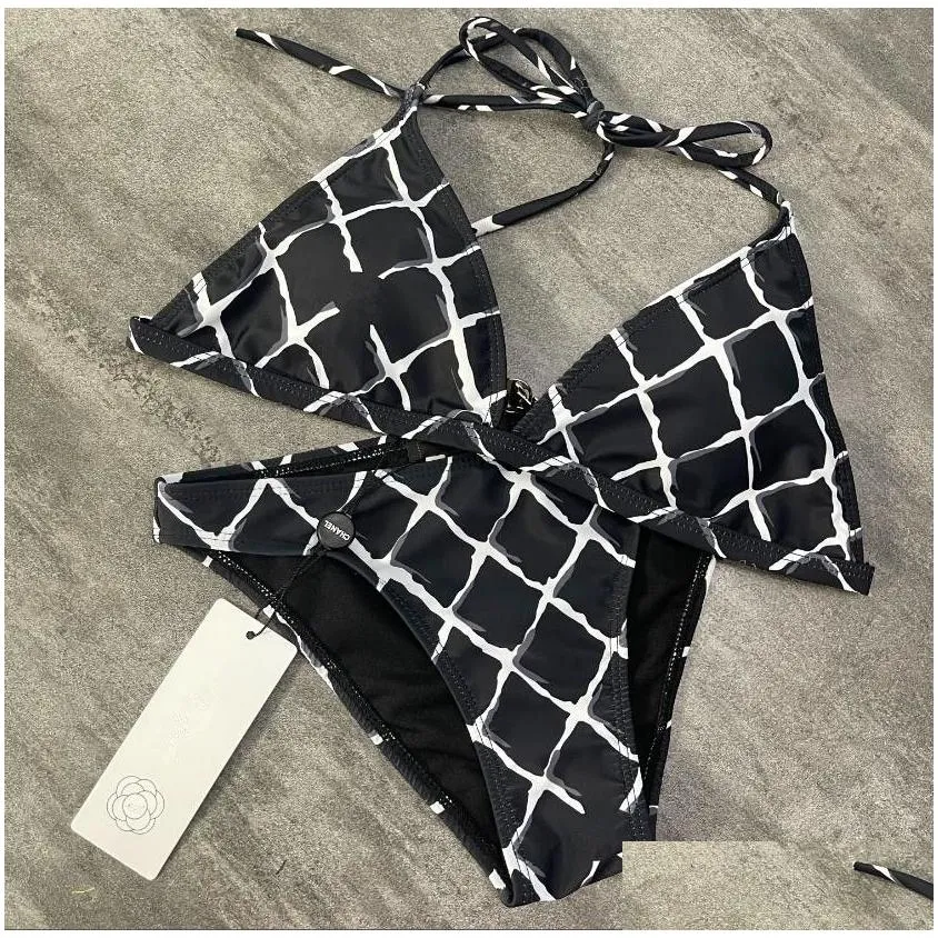 Contrast Color Bikini Womens Swimsuit Printing Bathing Suit High Quality Swimwear with Pads For Women