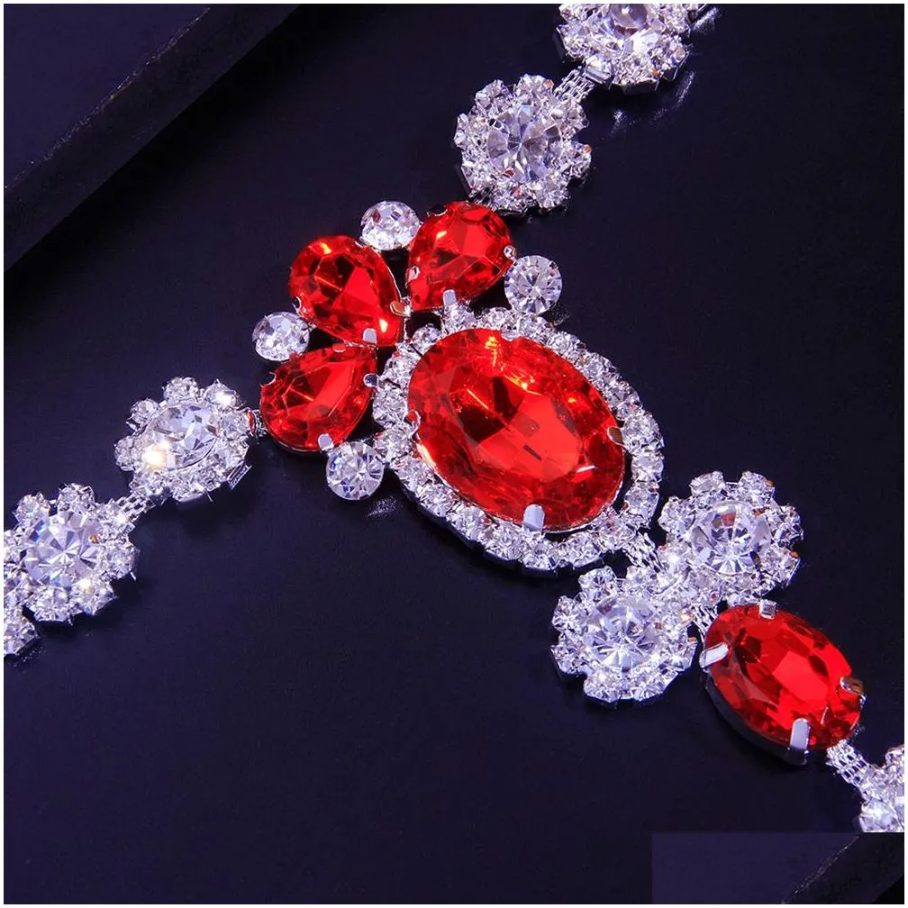 Navel Bell Button Rings Sexy Underwear Red Crystal Thong Bikini Jewelry Panties for Women Beach Bling Belly Waist Chain Body Lingerie