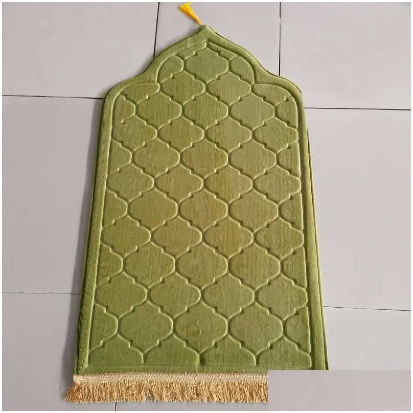 Carpets Flannel Embossed Worship Blanket Irregular Prayer Mat Solid Color Thickened Special-shaped Worship Pad 65X110CM W0310