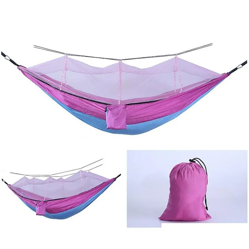 Mosquito Net Hammock Parachute Cloth Outdoor Hammock Field Camping Tent Garden Camping Swing Hanging Bed With Rope Hook VT1737