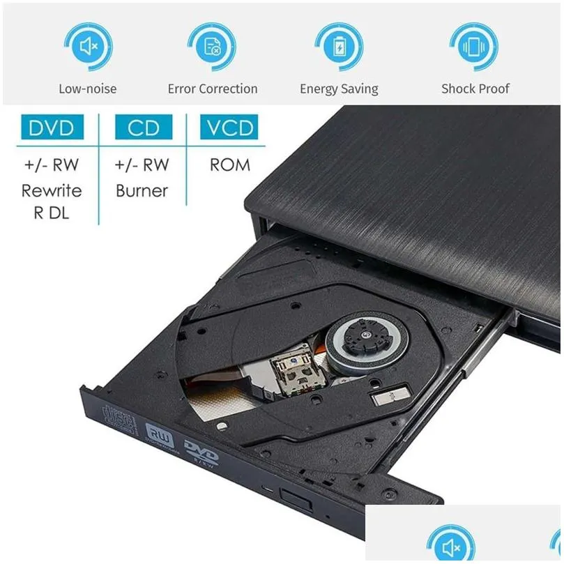 USB3.0 Slim External DVD RW Writer Drive Burner Reader Player Optical Drives For Desktop Laptop PC