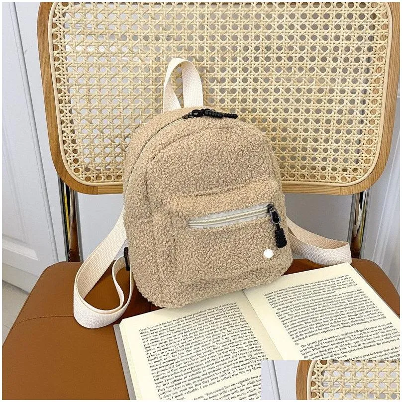 LL New Plush Backpack Female Small Bag Fashion Mini Cute Small Schoolbag Autumn And Winter Shopping Small Backpack Mini school bag