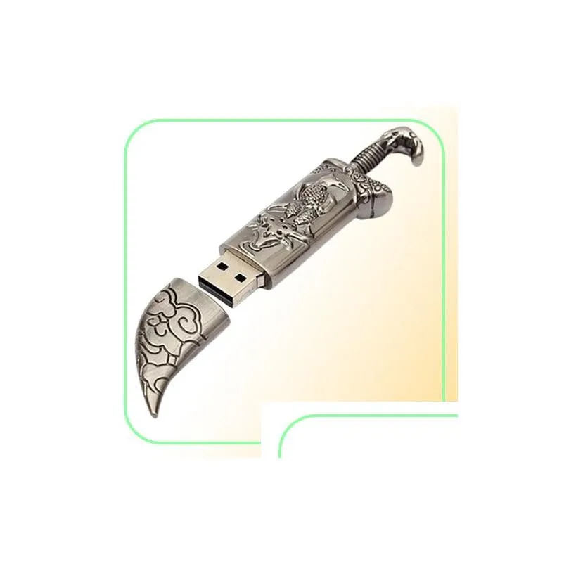 Real Capacity 16GB128GB USB 20 Metal Sword Model Flash Memory Stick Storage Thumb Pen Drive7619699