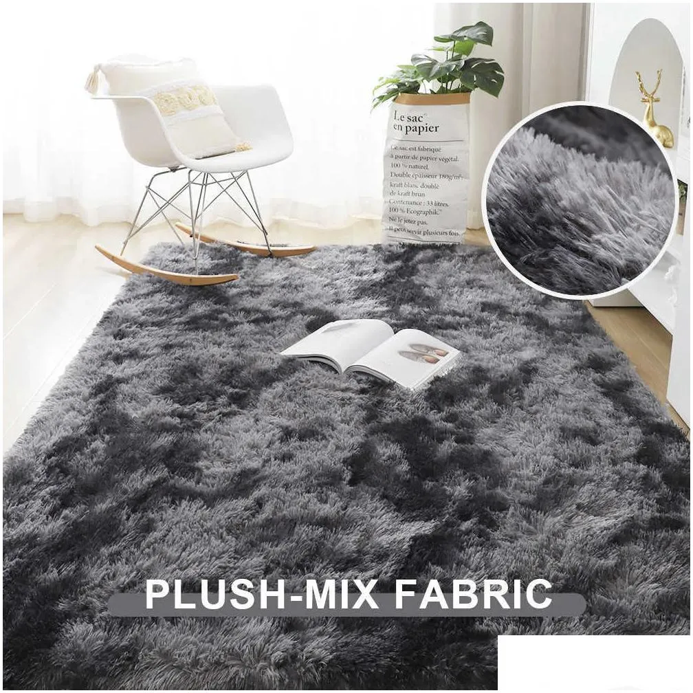 Carpets Gray Carpet for Living Room Plush Rug Bed Room Floor Fluffy Mats Anti-slip Home Decor Rugs Soft Velvet Carpets Kids Room Blanket