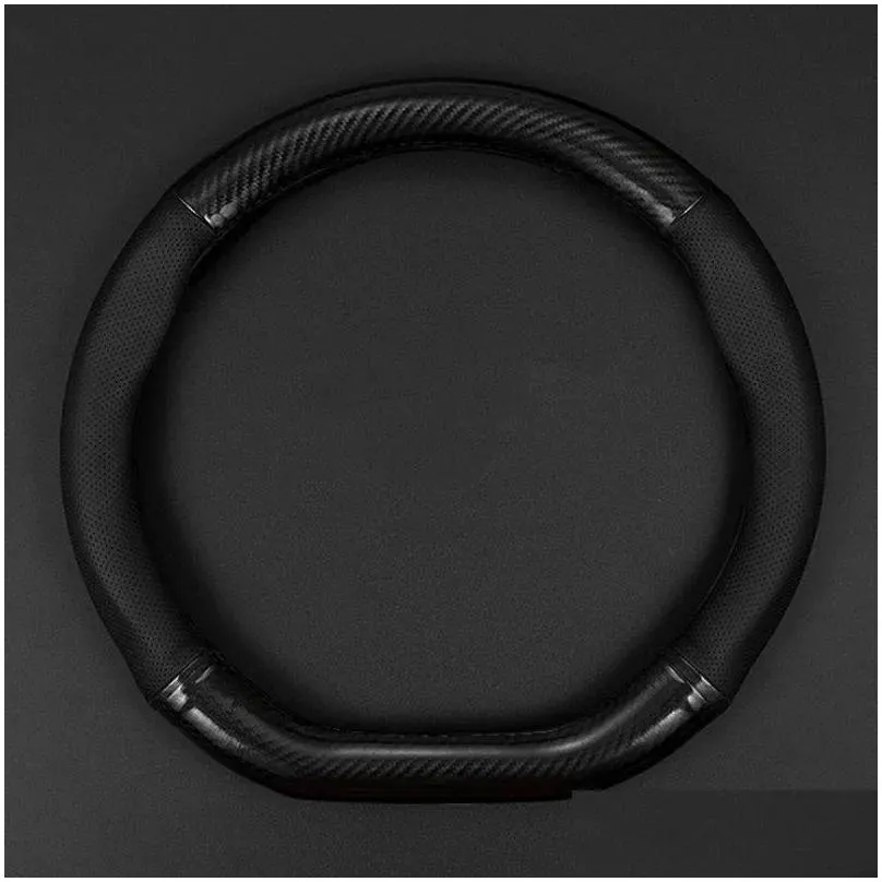 Steering Wheel Covers For 2021 Xpeng P7 Genuine Leather Cover Carbon Fiber Grip Hands-free Anti-skid Car Accessories