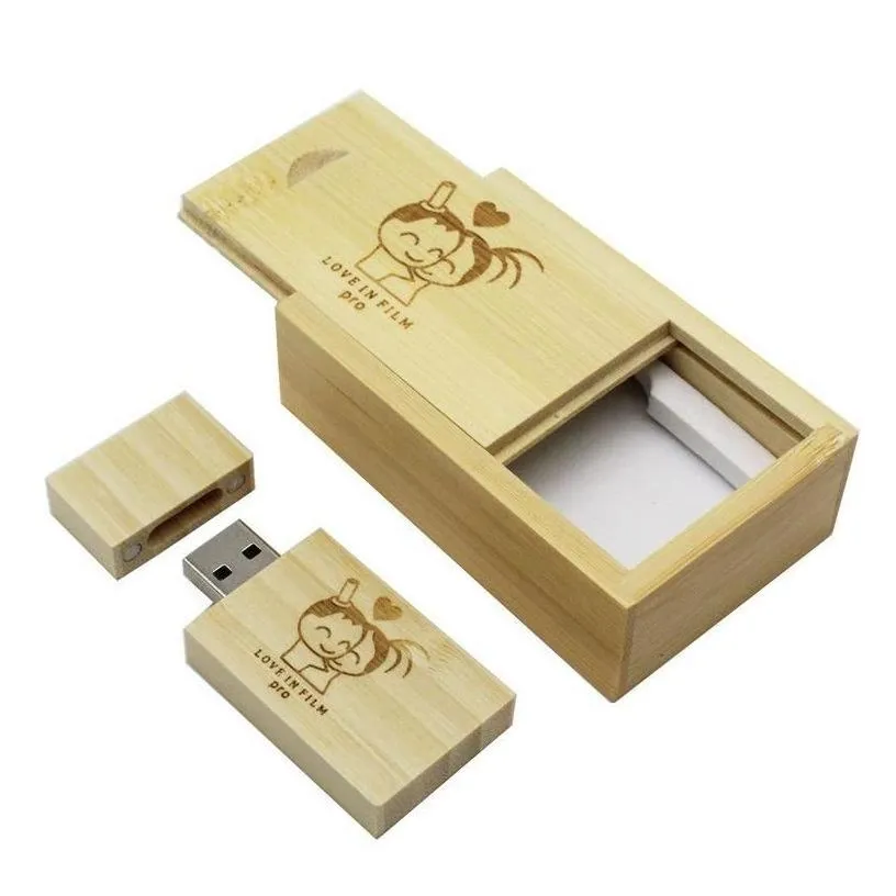 Other Drives Storages Wholesale Custom Made Logo Wooden Usb Flash Drive 32Gb Pendrive 4Gb 8Gb 16Gb Memory Stick Pography Gifts U Disk