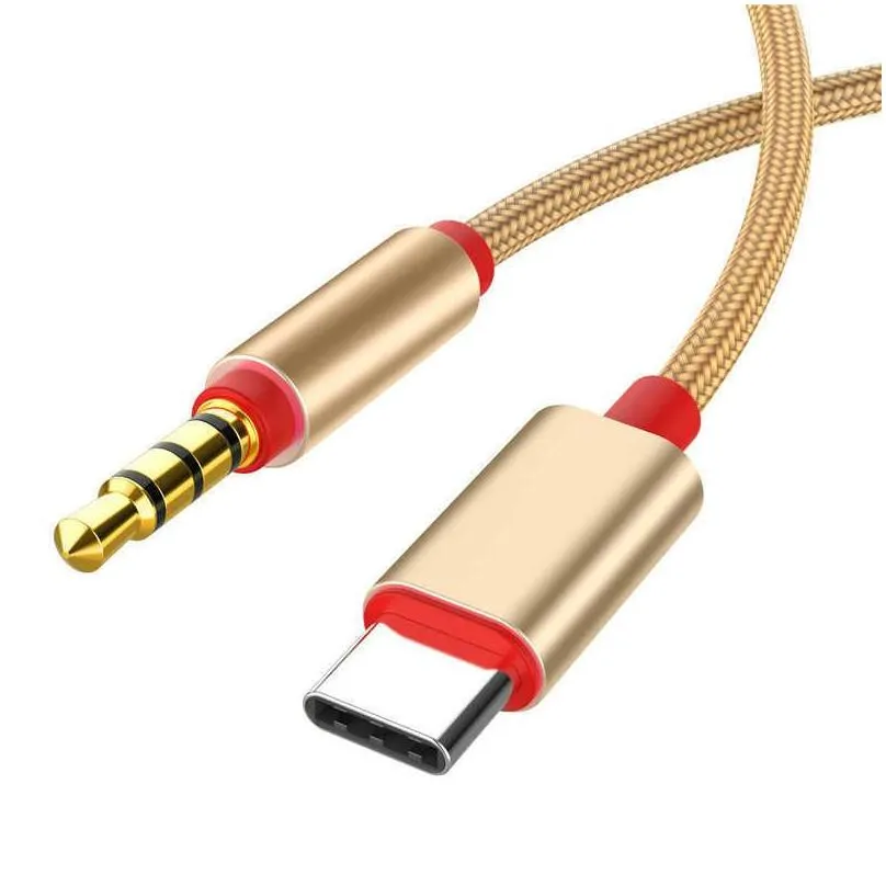 USB Type C To 3.5 MM Jack AUX Cable DAC Type-C Audio Kabel For Car Speaker Headphone Tipo C Auxiliary Adapter Cabo 1M