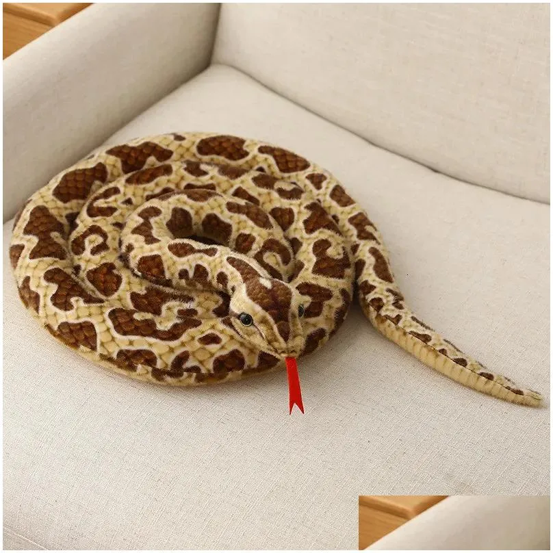 Stuffed Plush Animals 1pc 200cm300cm  Snakes Plush Toy Simulation Long Golden Python Stuffed Snake Plushie Children Boys Gift Home Decoration