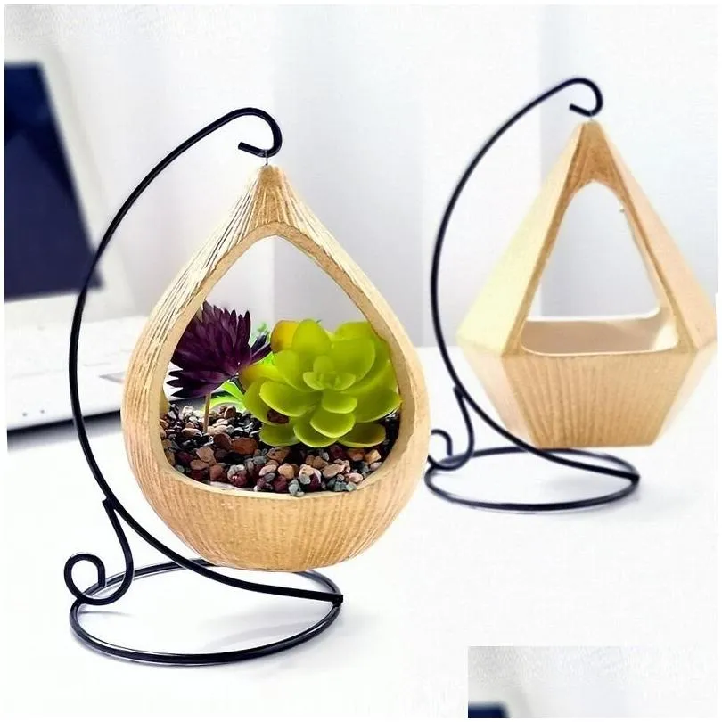 quality Hand Made Flower Basket Green vine Pot Planter Hanging Vase Container Wall Plant Basket For Garden w501 210712