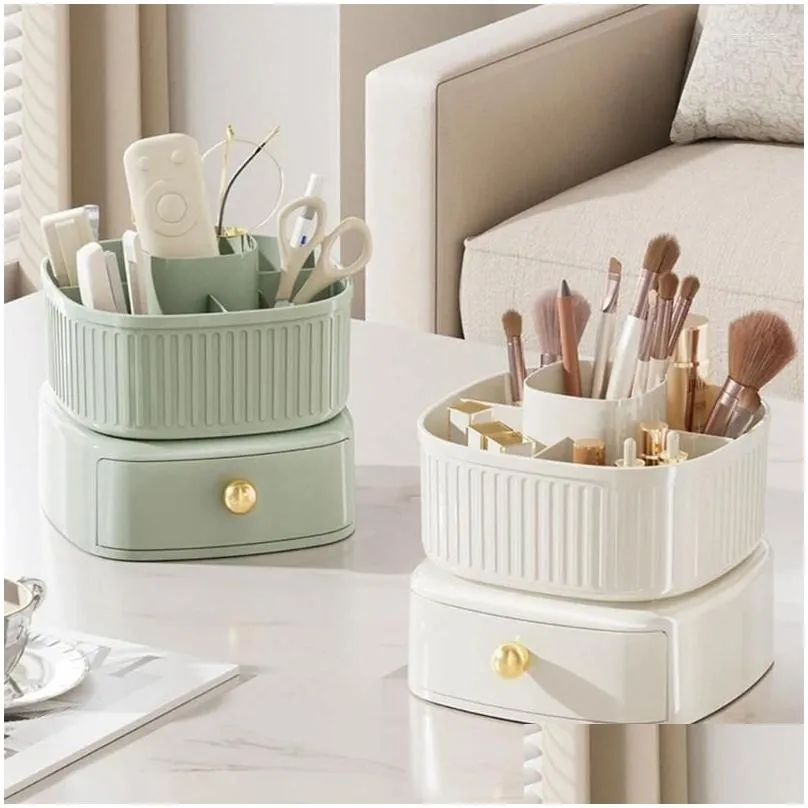 Storage Boxes Convenient Rotating Makeup Organizer Large Capacity Cosmetics With Drawers Display Cases Jewelry Box